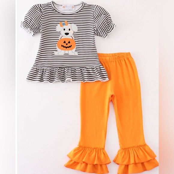 Halloween Pumpkin Puppy Toddler Set - Picture 1 of 3